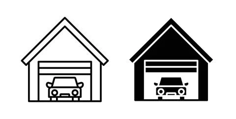 Garage car icon symbol. Vector illustration pack in black color. Stock Illustration