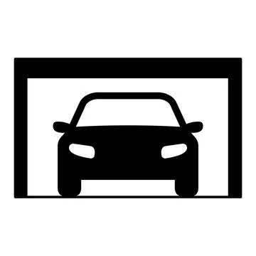Garage with car silhouette. Stock Illustration