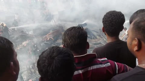A garage caught fire today at calcutta christophare road. Stock Footage 185035149