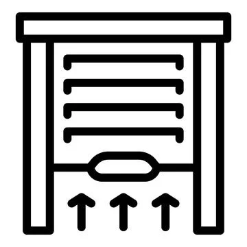 Garage door being opened with automatic remote control system icon Illustrazione stock