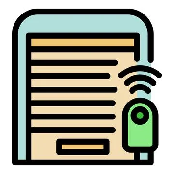 Garage door being opened with automatic remote control Illustrazione stock