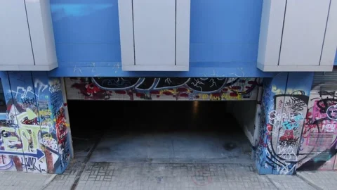 Garage Door Close Open. Rolette. Graffiti Stock Footage 165307629