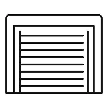 Garage door line art pulling up icon Stock Illustration