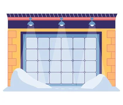 Garage door with mechanical or automatic control system. Roller gate in premises Stock Illustration