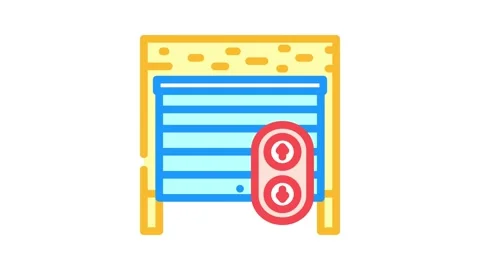 Garage door remote control color icon animation Stock Footage 327256939