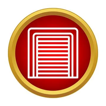Garage door roller shutter icon on red button Stock Illustration