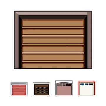 Garage door types collection vector illustration Stock Illustration