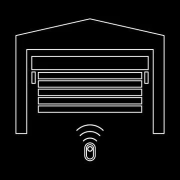 Garage door   the white path icon . Stock Illustration