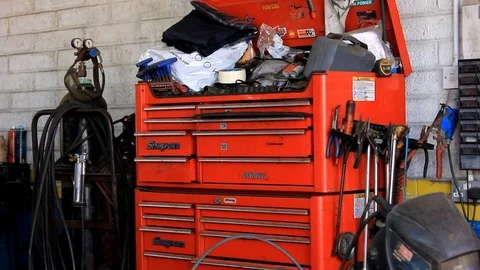 Garage equipment tool box Stock Footage 91506196