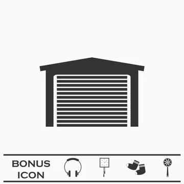 Garage icon flat Stock Illustration