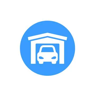 Garage icon, vector round sign Stock Illustration