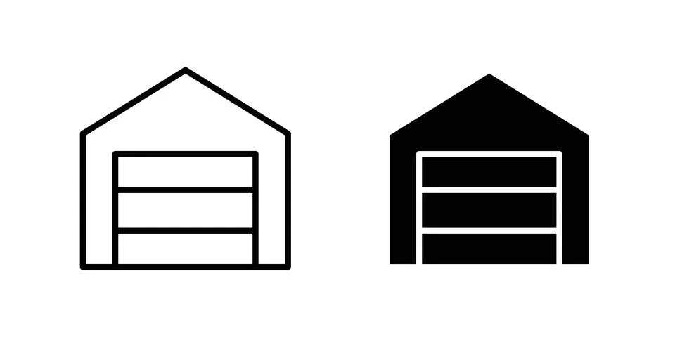 Garage icon vector template set in black Stock Illustration