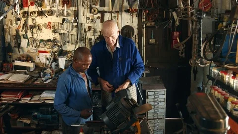 Garage metal workshop Stock Footage 72550291