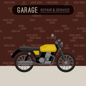 Garage with motorcycle. 스톡 일러스트