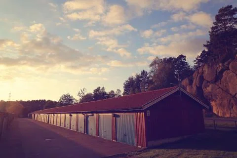 Garage in rows Stock Photos