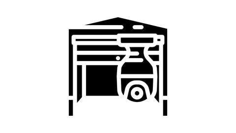 Garage security camera glyph icon animation Stock Footage 326730327