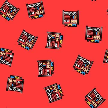 Garage storage shelves vector seamless pattern 스톡 일러스트