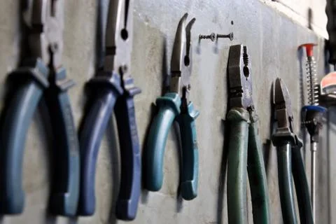 Garage tools on the wall Stock Photos