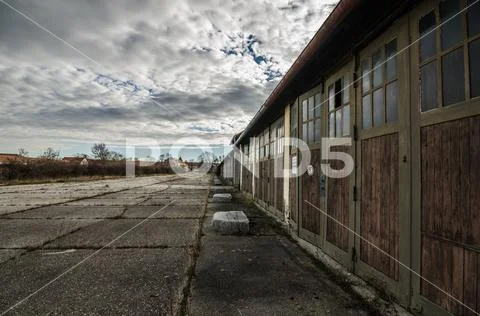 Garages buildings old barracks Stock Photos