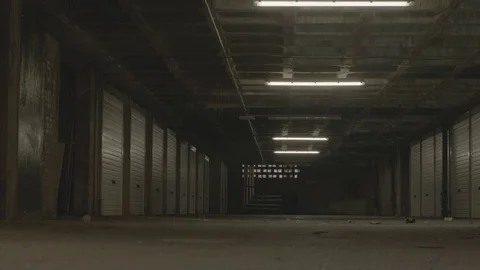 Garages at night Video stock 76614904