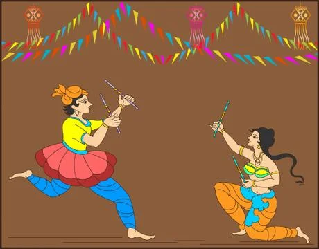 Garba indian dance Stock Illustration