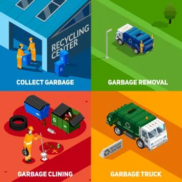 Garbage 2x2 Isometric Design Concept Stock-Illustration