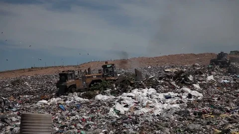 Garbage accumulated by trucks Video stock 77698544
