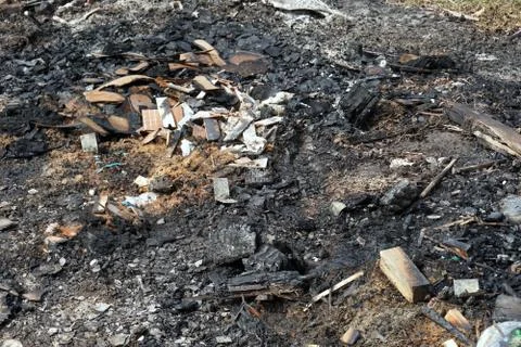 Garbage after burned make the bad environment Stock Photos