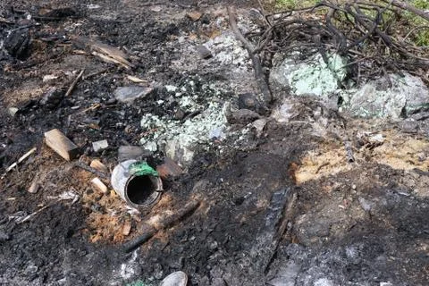 Garbage after burned make the bad environment Stock Photos