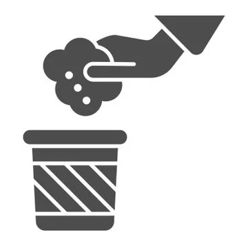 Garbage and hand solid icon. Hand and trash vector illustration isolated on Stock Illustration