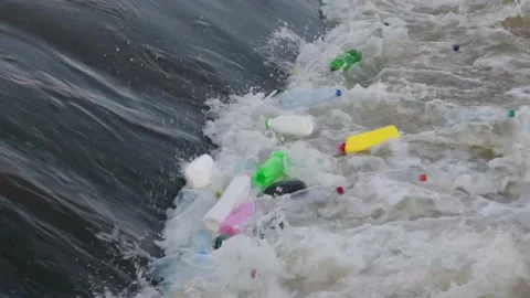 Garbage and plastic bottles in the water Stock Footage 163115161