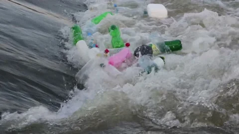 Garbage and plastic bottles in the water Stock Footage 163115180