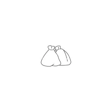 Garbage and waste in bag. Vector contour line doodle black white illustration Stock Illustration