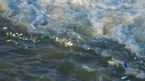 Garbage and waste in the stream Stock Footage 88172102