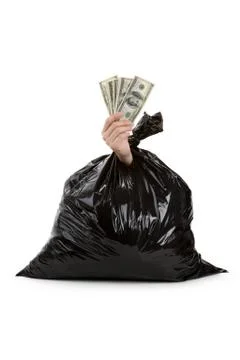 Garbage Bag and dollar Stock Photos
