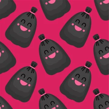 Garbage bag pattern seamless. rubbish black sack background . Vector texture Stock Illustration