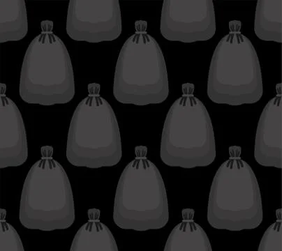 Garbage bag pattern seamless. rubbish black sack background . Vector texture Illustrazione stock
