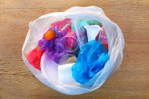 Garbage bag with plastic trash. Concept garbage sorting. Stock Photos