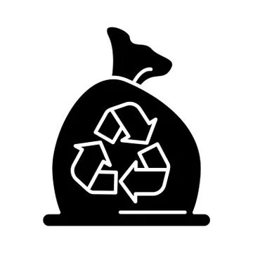 Garbage bag with recycle arrows icon 스톡 일러스트