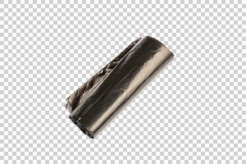 Garbage Bag Roll Isolated on White Background. black trash bags rolled Stock Photos