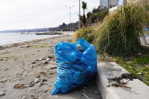 Garbage Bags On The Beach 6 Stock Photos