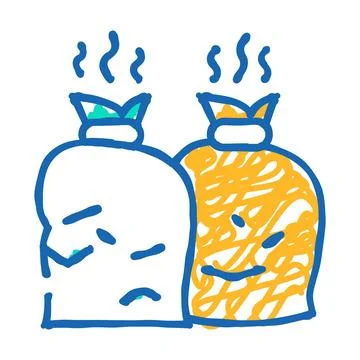 Garbage bags flat icon doodle illustration Stock Illustration