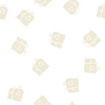 Garbage bags glyph vector seamless pattern black Stockillustratie