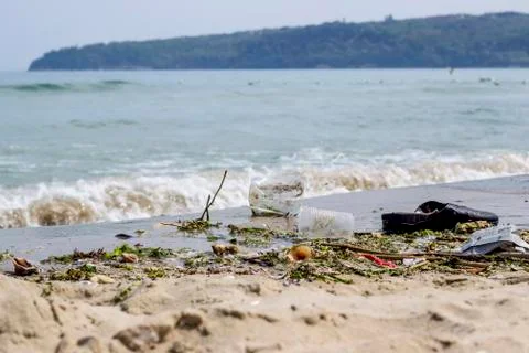 Garbage on the beach Stock Photos