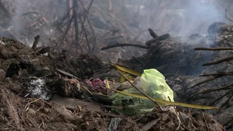 Garbage being burning Stock Footage 139283683