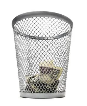 Garbage Bin With Cash Fotos de archivo