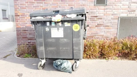 Garbage Bin on Garbage Collection Day Stock Footage 166039127
