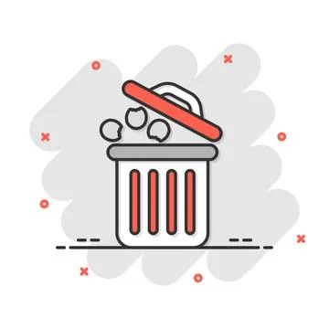 Garbage bin icon in comic style. Recycle cartoon vector illustration on whi.. Stock Illustration
