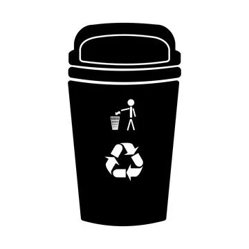 Garbage bin icon isolated on white background. Black trash can sign. Stock Illustration