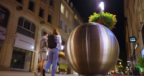 Garbage bin in the old center of Luxembourg city Stock Footage 252736952